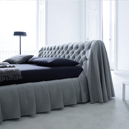 Bohemian Suede Fabric Buckle Headboard Bed Frame