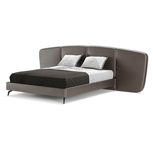 Bonilla Luxury Wide Headboard Gray Microfiber Leather Bed Frame