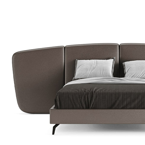 Bonilla Luxury Wide Headboard Gray Microfiber Leather Bed Frame