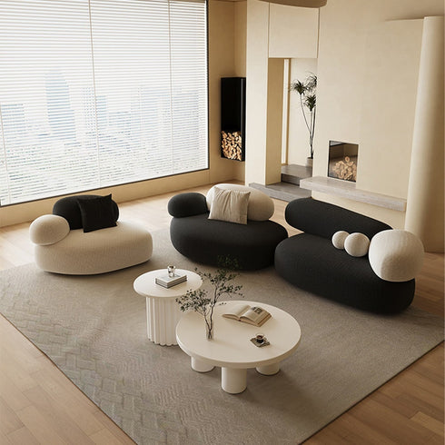 Boreal Modern Boucle Fabric 2-Modules Curved 4-Seater Sofa