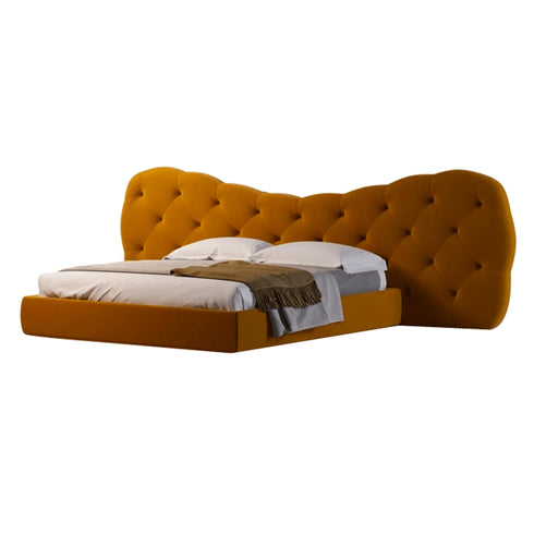 Botham Velvet Luxury Wide Shaped Headboard Bed Frame