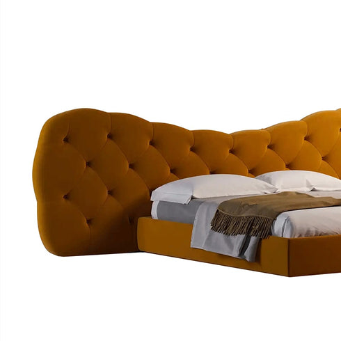 Botham Velvet Luxury Wide Shaped Headboard Bed Frame