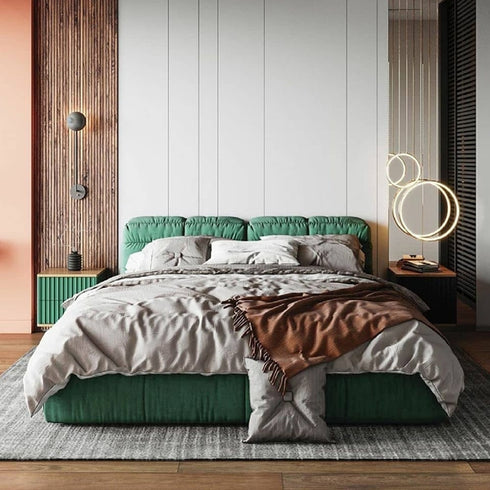 Bowyn Suede Fabric Modern Simple Upholstered Bed Frame