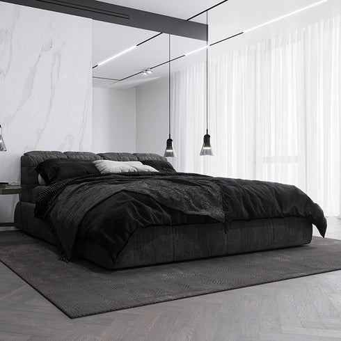 Bowyn Suede Fabric Modern Simple Upholstered Bed Frame