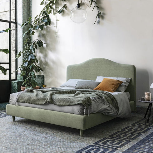 Boyer Velvet Shaped Headboard Simple Bed Frame