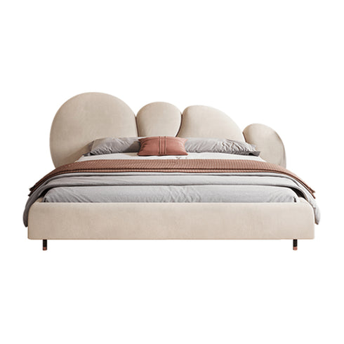 Brantley Velvet Modern Shaped Headboard Bed Frame