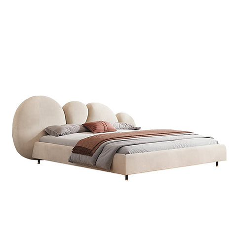 Brantley Velvet Modern Shaped Headboard Bed Frame