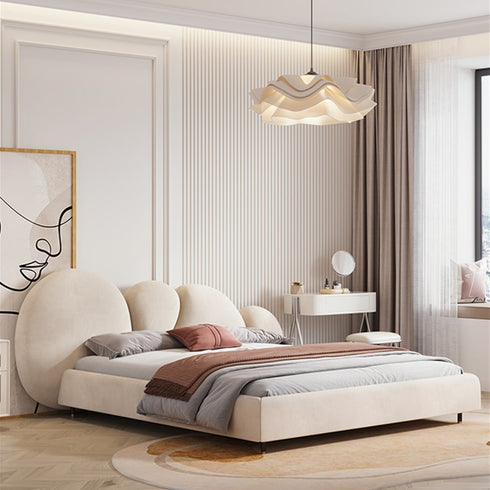 Brantley Velvet Modern Shaped Headboard Bed Frame