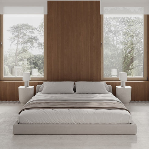 Brede Low Headboard Cotton Linen Fabric Minimalist Bed Frame