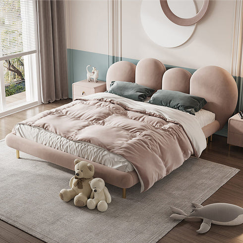 Brenna Velvet Fabric Curved Headboard Bed Frame