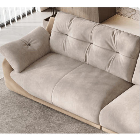 Brin Cream Suede Fabric 3 Seater Modern Arm Sofa Upholstered 2-Piece Couch