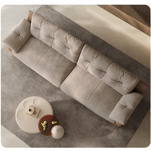 Brin Cream Suede Fabric 3 Seater Modern Arm Sofa Upholstered 2-Piece Couch