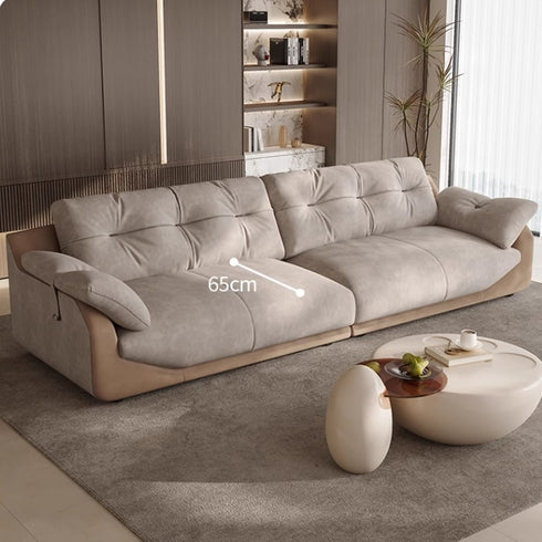 Brin Cream Suede Fabric 3 Seater Modern Arm Sofa Upholstered 2-Piece Couch