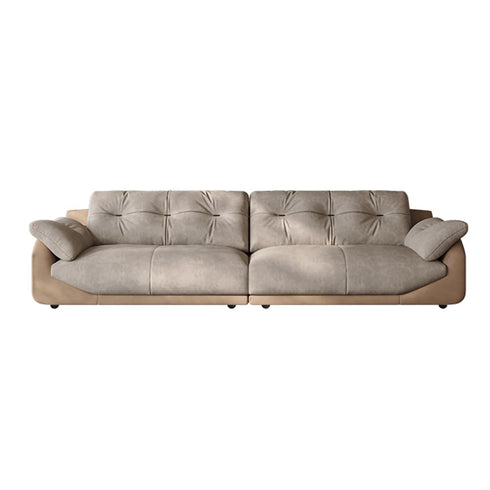 Brin Cream Suede Fabric 3 Seater Modern Arm Sofa Upholstered 2-Piece Couch
