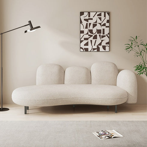 Brody Boucle Fabric Modern Curved Backrest 3-Seater Sofa