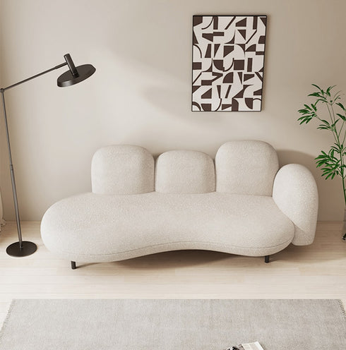 Brody Boucle Fabric Modern Curved Backrest 3-Seater Sofa