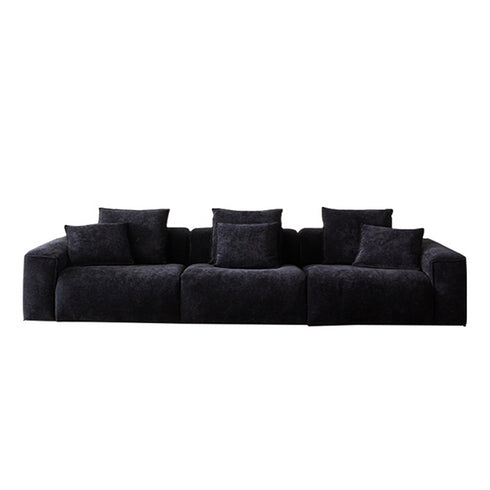 Bronco Blue Chenille Flannel Luxury 4 Seater Sofa Modern 3-Piece Arm Couch