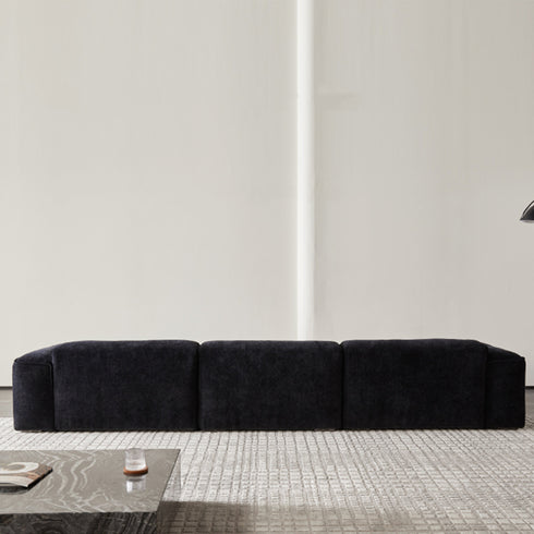 Bronco Blue Chenille Flannel Luxury 4 Seater Sofa Modern 3-Piece Arm Couch