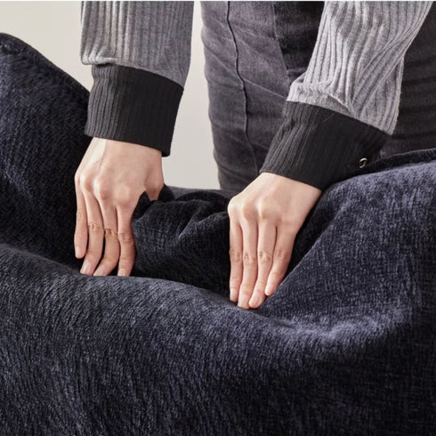 Bronco Blue Chenille Flannel Luxury 4 Seater Sofa Modern 3-Piece Arm Couch