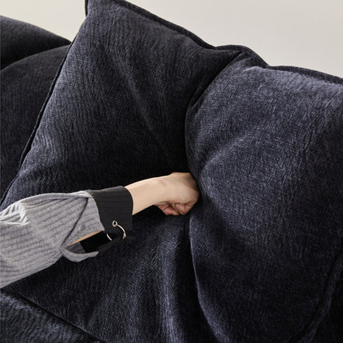 Bronco Blue Chenille Flannel Luxury 4 Seater Sofa Modern 3-Piece Arm Couch