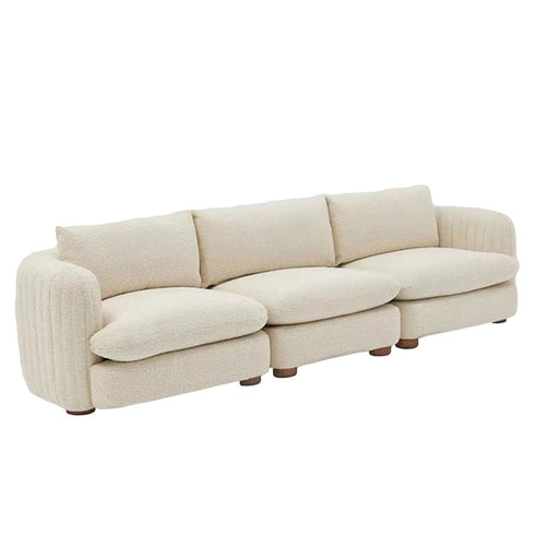 Bryce Beige Boucle Minimalist Simple 4 Seater Arm Sofa 3-Piece Couch