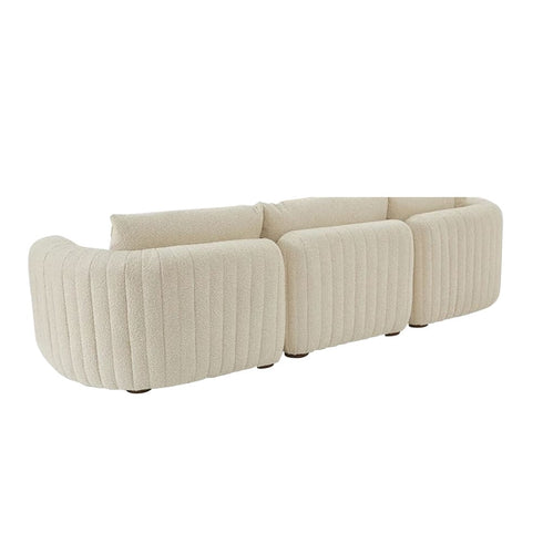 Bryce Beige Boucle Minimalist Simple 4 Seater Arm Sofa 3-Piece Couch