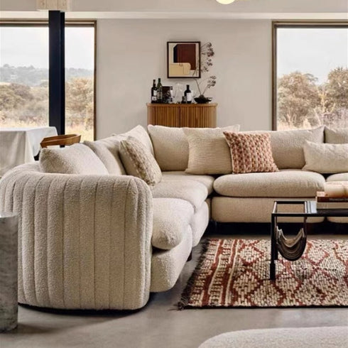 Bryce Boucle/Velvet Minimalist Simple 3 Seater Sofa Arm Couch