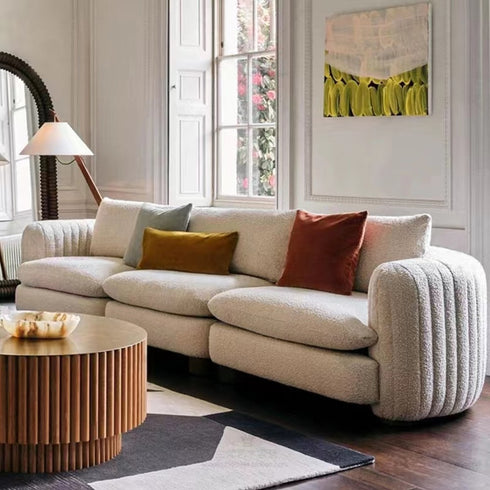 Bryce Boucle/Velvet Minimalist Simple 3 Seater Sofa Arm Couch