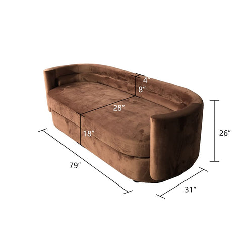 Aria Velvet 3 Seater Sofa Round Shaped Arm Couch