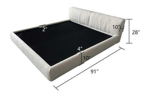 Amos Boucle Contemporary Rectangular Headboard Bed Frame