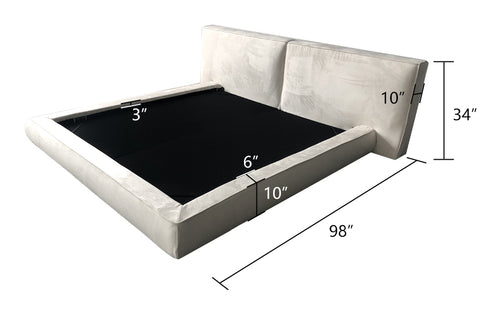 Cullen Suede Fabric Contemporary Minimalist Wide Head Board Bed Frame