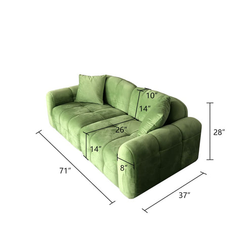 Venecia Velvet Fabric Loveseat Sofa 2-Piece Couch