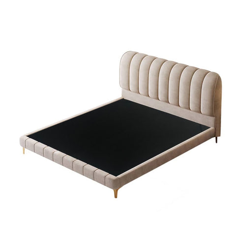 Cato Velvet Bed Frame Stripe Pattern Headboard