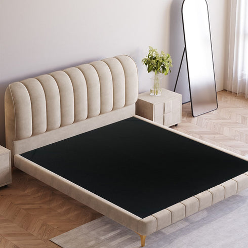 Cato Velvet Bed Frame Stripe Pattern Headboard