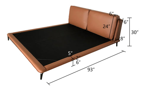 Darin Microfiber Leather+Corduroy Bed Frame