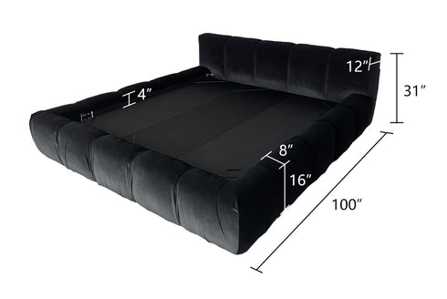 Astrid Velvet Fabric Low Headboard Bed Frame