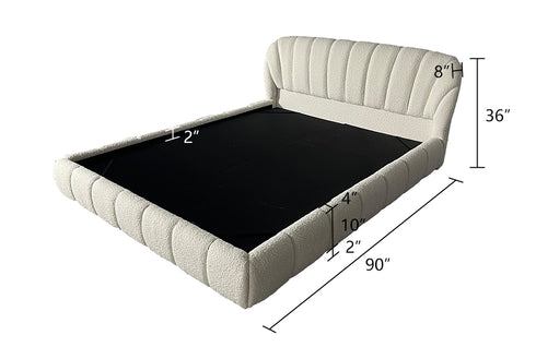Nikki Boucle Fabric Shaped Bed Frame
