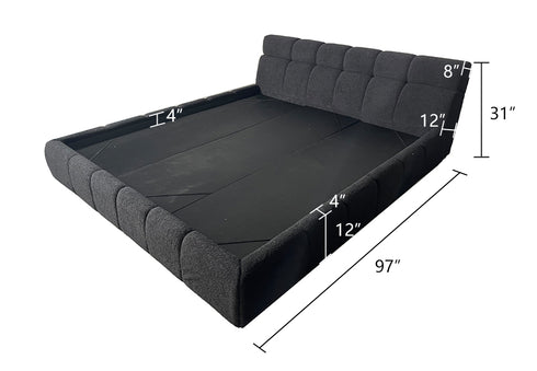 Gizeh Teddy Boucle Fabric Modern Low Headboard Bed Frame