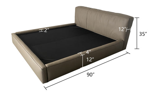 Icnoyotl Suede Fabric Rectangular Headboard Modern Bed Frame