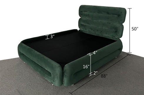 Alaula Velvet Luxury High Headboard Bed Frame