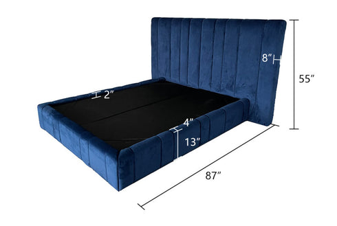 Areli Velvet Luxury Wide Headboard Bed Frame