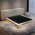 Aleph Microfiber Leather Wide Headboard Floating Bed Frame