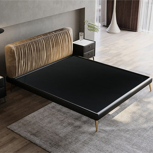 Beagan Microfiber Leather+Suede Fabric Modern Bed Frame