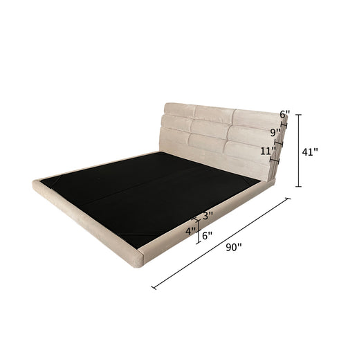 Bardot Suede Fabric Modern Floating Bed Frame