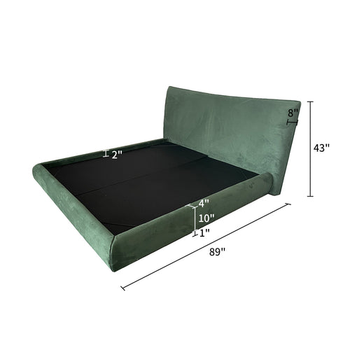 Barnett Wide Upholstered Headboard Suede Fabric Modern Bed Frame