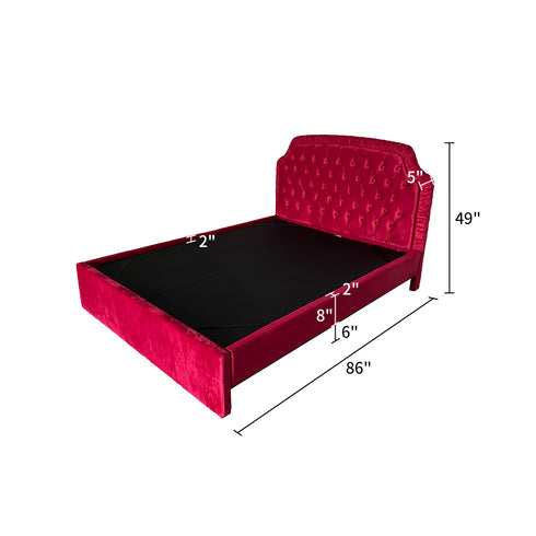 Cabernet Vintage Buckle Design Velvet High Headboard Bed Frame