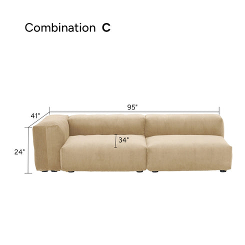 Amaris Corduroy Modern Simple Sofa Cube Modular Couch