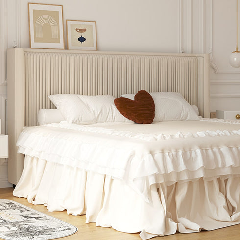 Cade Velvet Modern High Headboard Bed Frame