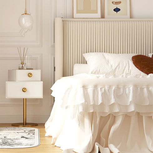 Cade Velvet Modern High Headboard Bed Frame