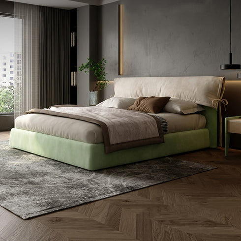 Caelan Modern Suede Fabric Upholstered Headboard Bed Frame